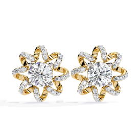 2 Ct Radiant Grace Round Halo Studs