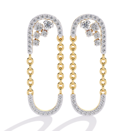 0.5 Ct Crowned Steps Princess Dangling Hoops