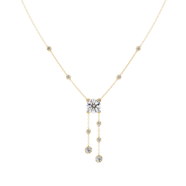 Charleston Bezel Set Round Cubic Zirconia Drop Necklace