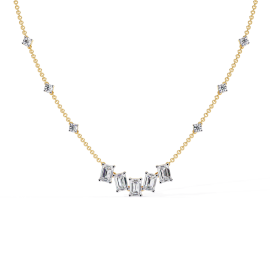 Emerald Cut Drop Diamond Necklace