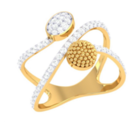 Twist & Shimmer Gold Ring-14-YG-G-6