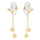 Forest Foliage Yellow Gold Dangler Earring For Woman